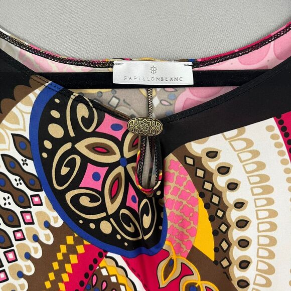 Papillon Blanc Womens Medium Sheath Dress Mid-Century Mod Print Dress Retro Glam - Picture 2 of 6